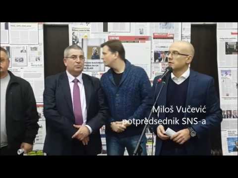 Obilazak izložbe i detalj govora Miloša Vučevića